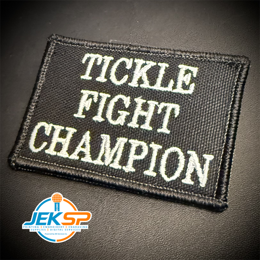 Tickle Fight Champion Funny Morale Patch, 2x3" | Made in USA | VELCRO® Brand Hook Backing