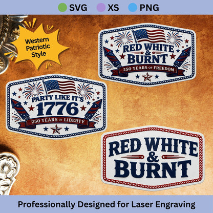 Summer Freedom Color Collection | Tri-Color Acrylic Patriotic Patch SVG Files