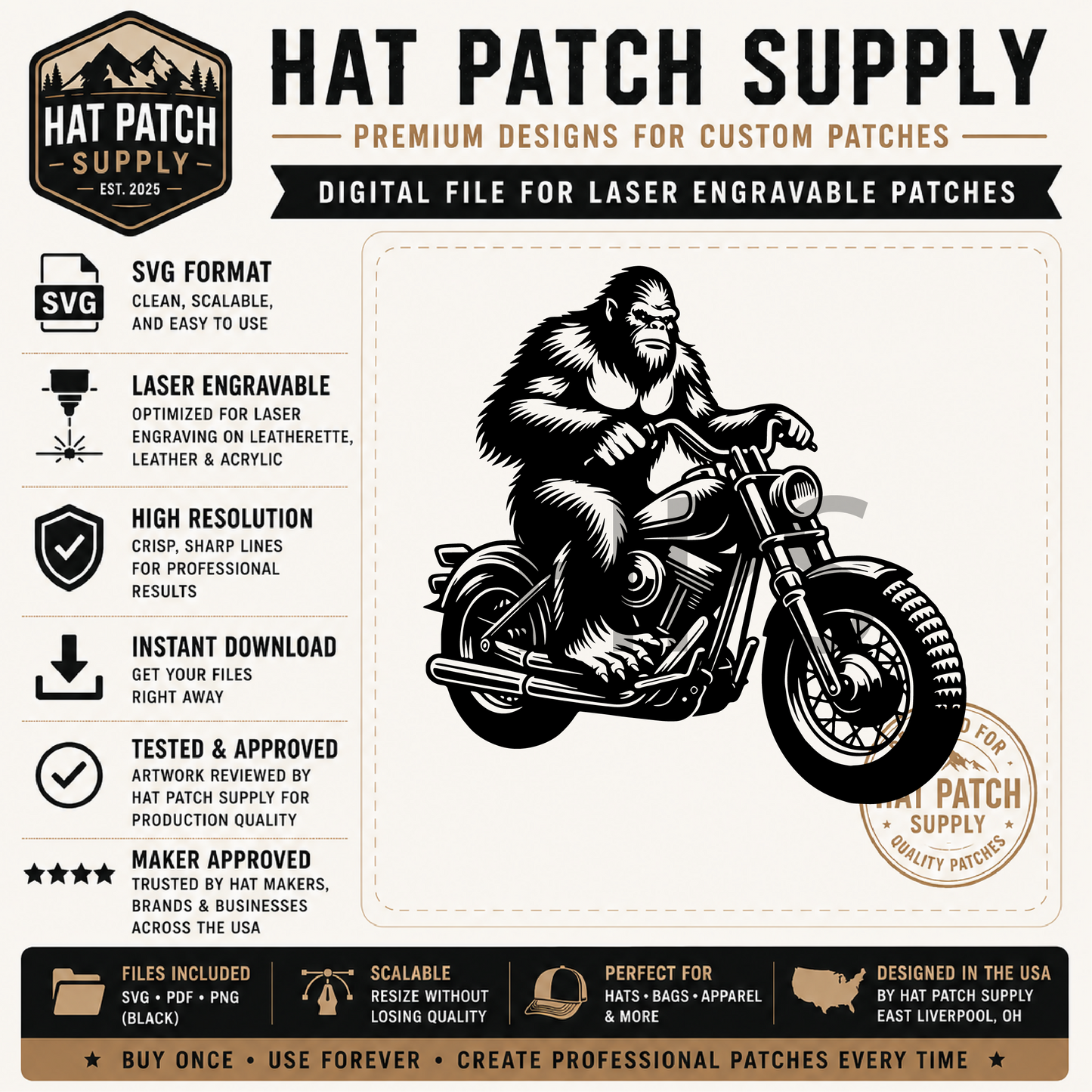 Bigfoot Hat Patch SVG Bundle – 17 Laser Ready Sasquatch Designs | Funny Bigfoot SVG Digital Download