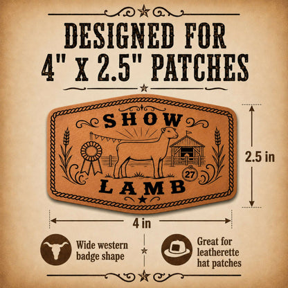 Lamb Livestock Show Hat Patch SVG Bundle, 16 Western Sheep Designs, Laser Engraving Files, XS PNG PDF