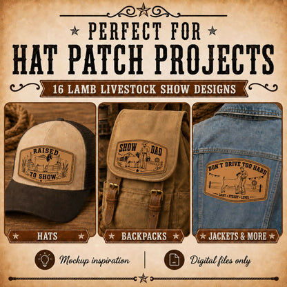 Goat Livestock Show SVG Bundle, 16 Western Hat Patch Designs, 4H FFA Goat Show Laser Files, Leatherette Patch Digital Download