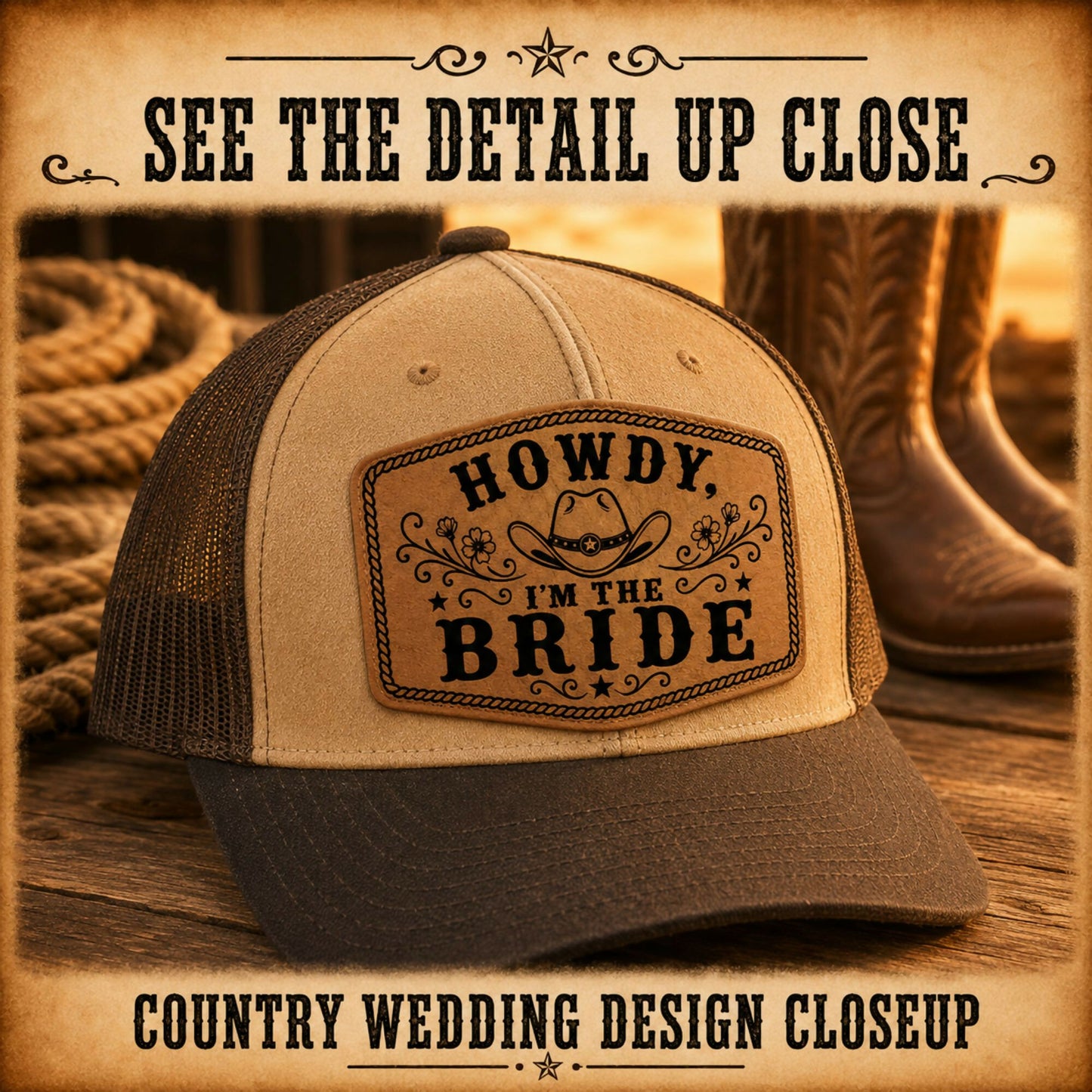 Country Wedding Hat Patch SVG Bundle, 16 Western Wedding Patch Designs, Bride Groom Bridal Party Laser Engraving Files