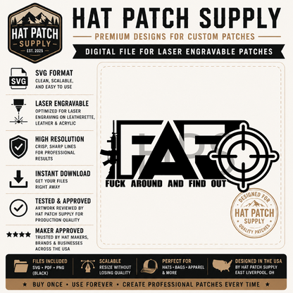 FAFO Hat Patch Bundle | 4 Bold Designs | Digital Files for Laser Engraving
