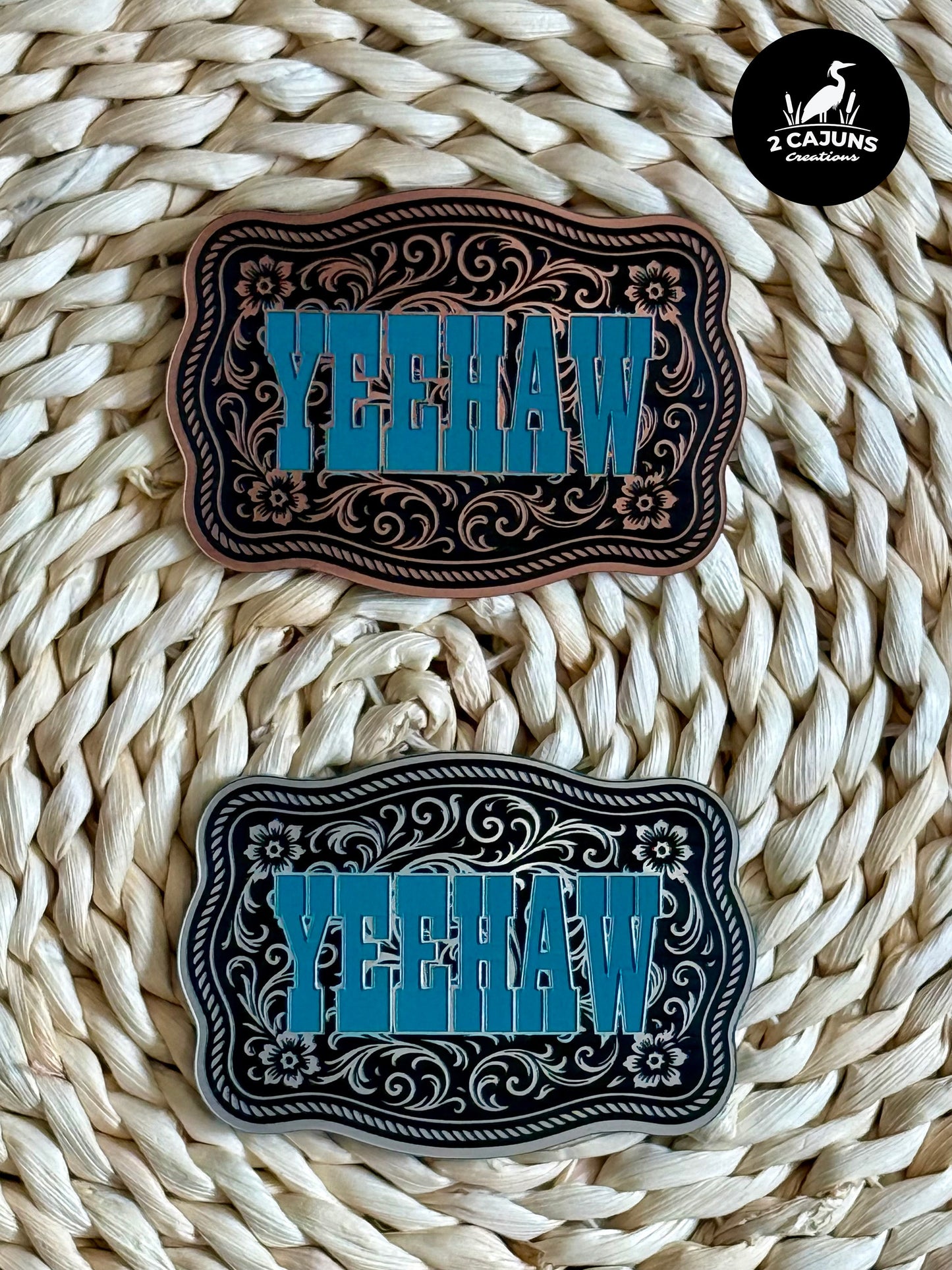 YeeHaw Scroll Design Acrylic Laser Engraved Hat Patch