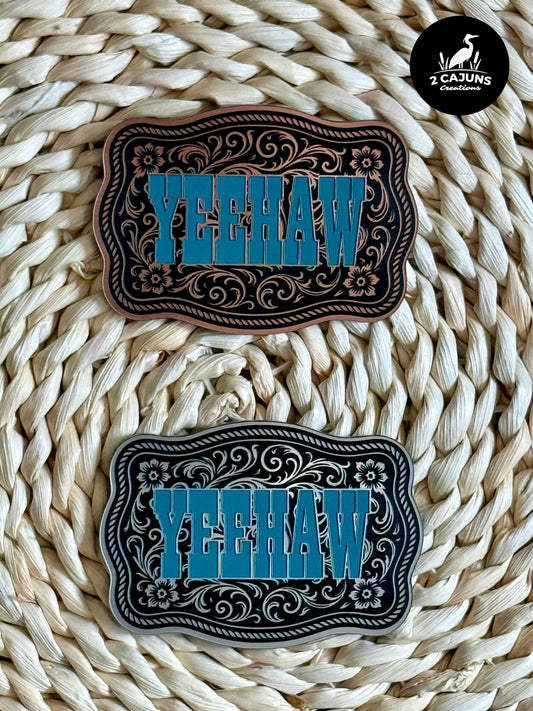 YeeHaw Scroll Design Acrylic Laser Engraved Hat Patch