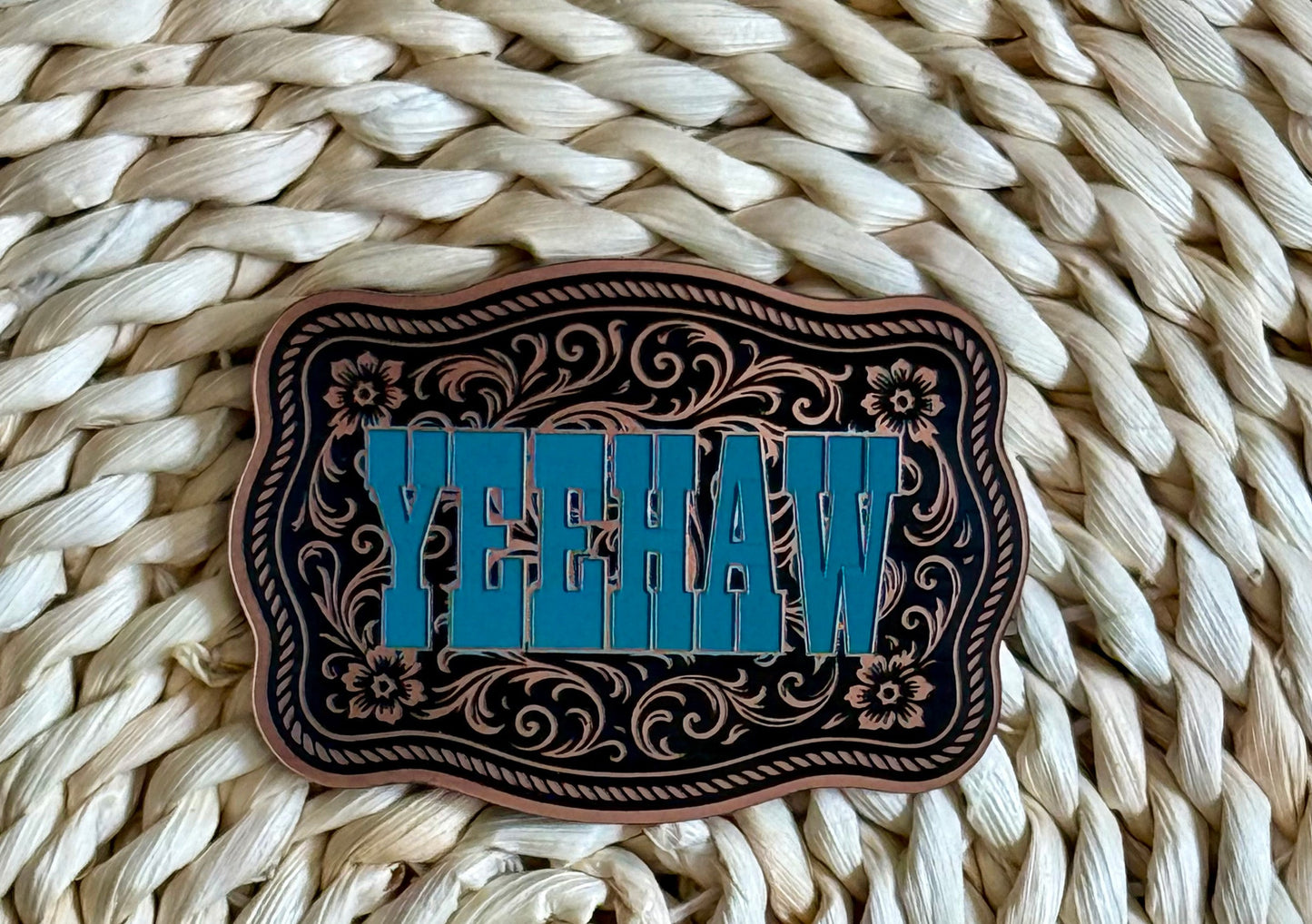 YeeHaw Scroll Design Acrylic Laser Engraved Hat Patch