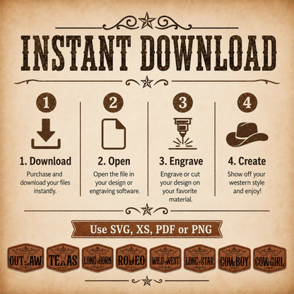 Summer Skull Western Hat Patch SVG Bundle, Longhorn Skull Laser Engraving Files, Cowboy Cowgirl Outlaw Texas XS PDF PNG