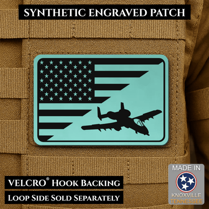A-10 Warthog American Flag Morale Patch, 2x3" | Made in USA | VELCRO® Brand Hook Backing - LoneStar Adhesive