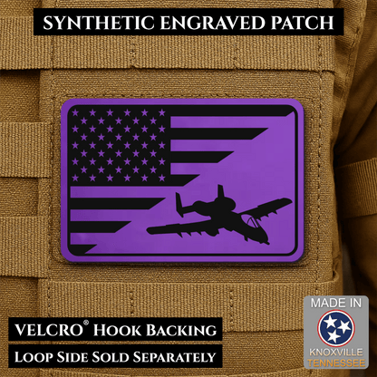 A-10 Warthog American Flag Morale Patch, 2x3" | Made in USA | VELCRO® Brand Hook Backing - LoneStar Adhesive