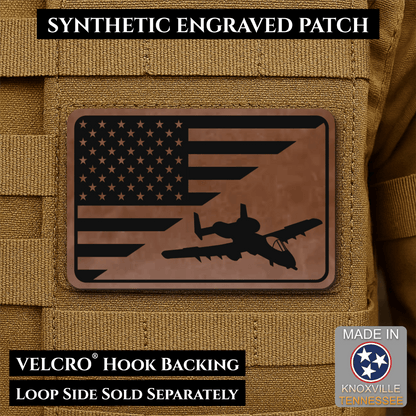A-10 Warthog American Flag Morale Patch, 2x3" | Made in USA | VELCRO® Brand Hook Backing - LoneStar Adhesive