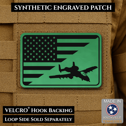 A-10 Warthog American Flag Morale Patch, 2x3" | Made in USA | VELCRO® Brand Hook Backing - LoneStar Adhesive
