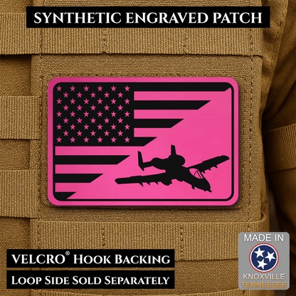 A-10 Warthog American Flag Morale Patch, 2x3" | Made in USA | VELCRO® Brand Hook Backing - LoneStar Adhesive