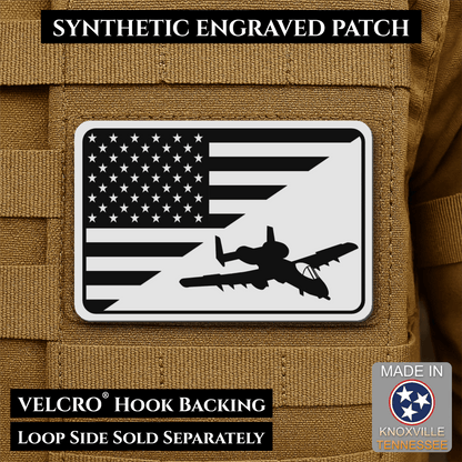 A-10 Warthog American Flag Morale Patch, 2x3" | Made in USA | VELCRO® Brand Hook Backing - LoneStar Adhesive