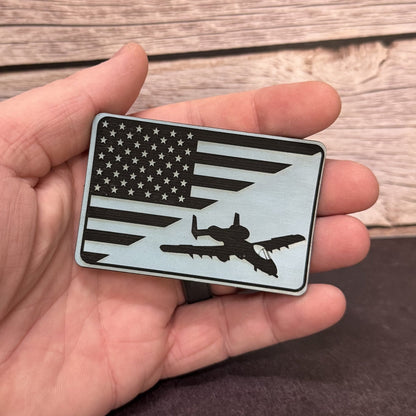 A-10 Warthog American Flag Morale Patch | Made in USA | VELCRO® Brand Hook Backing - LoneStar Adhesive