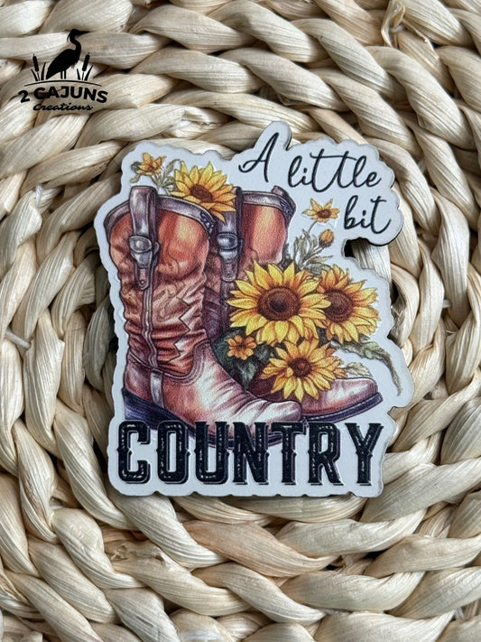 A Little Bit Country UV Printed Leatherette Hat Patch - LoneStar Adhesive