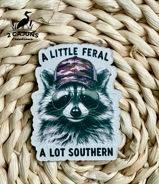 A Little Feral A Lot Southern UV Printed Leatherette Hat Patch - LoneStar Adhesive