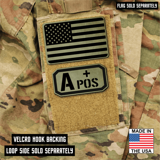 A Positive Blood Type Patch – Engraved Synthetic Material 1.25" x 2.5" Hook & Loop | 24 Color Options - LoneStar Adhesive
