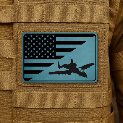 A10 Thunderbolt II Flag Tactical Engraved Morale Patch 2"x3" Hook & Loop | Made in USA - LoneStar Adhesive