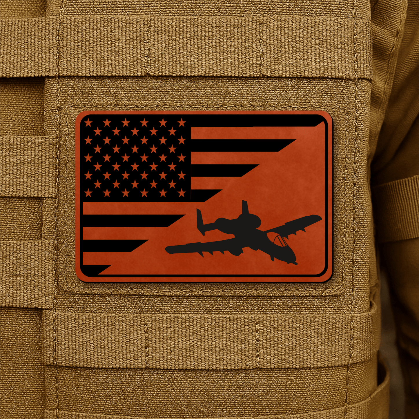 A10 Thunderbolt II Flag Tactical Engraved Morale Patch 2"x3" Hook & Loop | Made in USA - LoneStar Adhesive