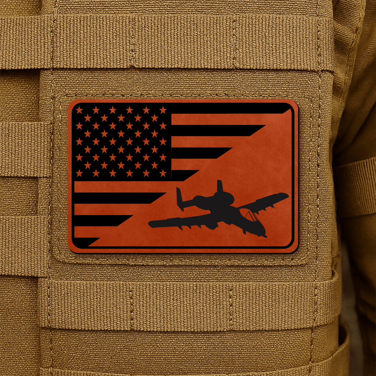 A10 Thunderbolt II Flag Tactical Engraved Morale Patch 2"x3" Hook & Loop | Made in USA - LoneStar Adhesive