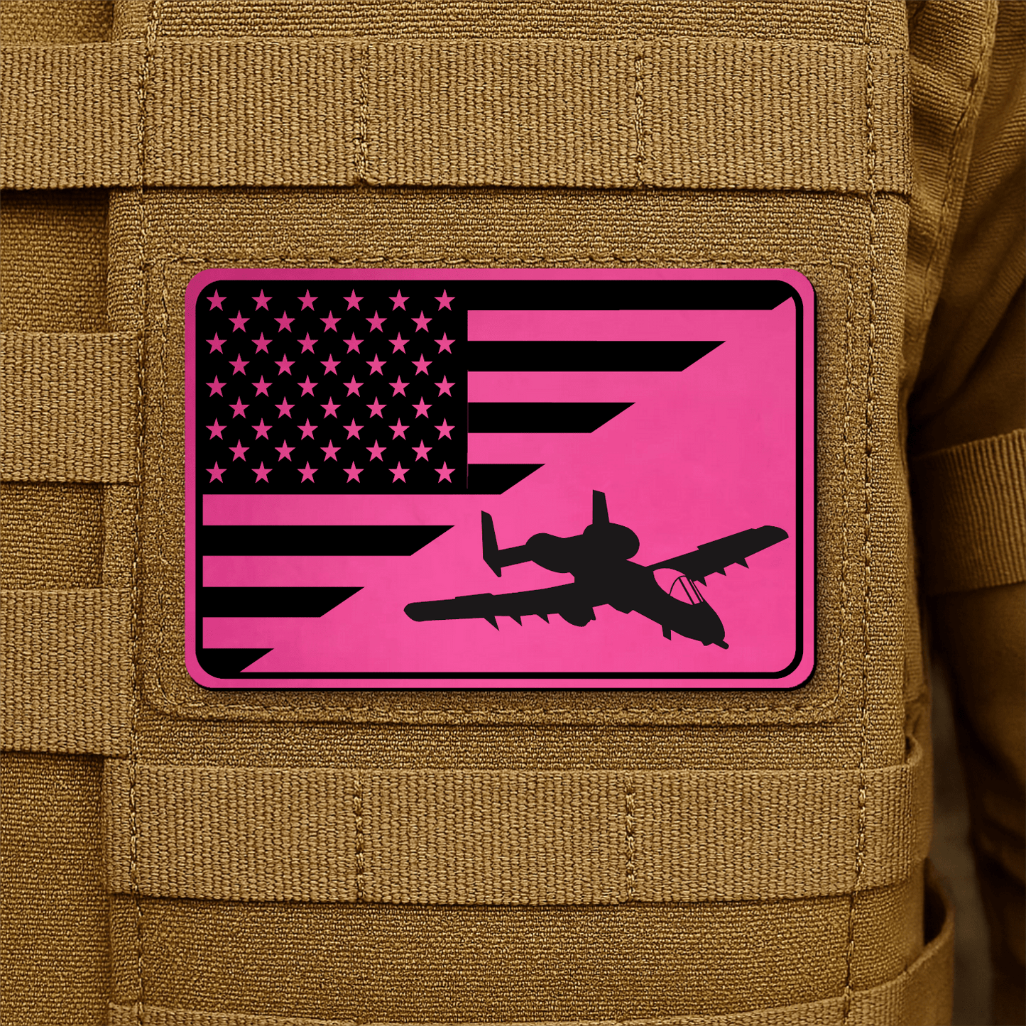 A10 Thunderbolt II Flag Tactical Engraved Morale Patch 2"x3" Hook & Loop | Made in USA - LoneStar Adhesive