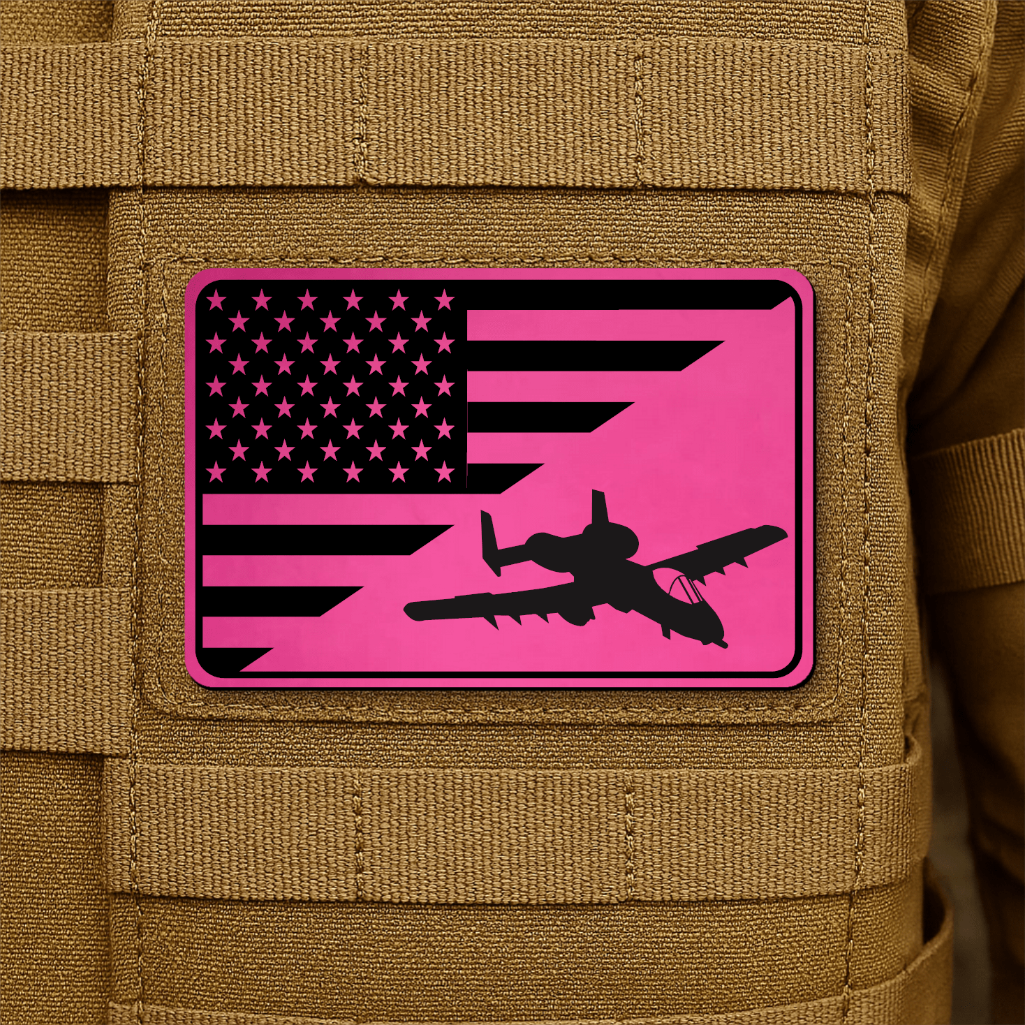 A10 Thunderbolt II Flag Tactical Engraved Morale Patch 2"x3" Hook & Loop | Made in USA - LoneStar Adhesive