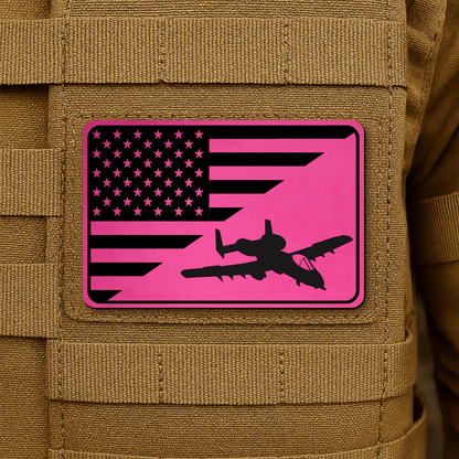A10 Thunderbolt II Flag Tactical Engraved Morale Patch 2"x3" Hook & Loop | Made in USA - LoneStar Adhesive