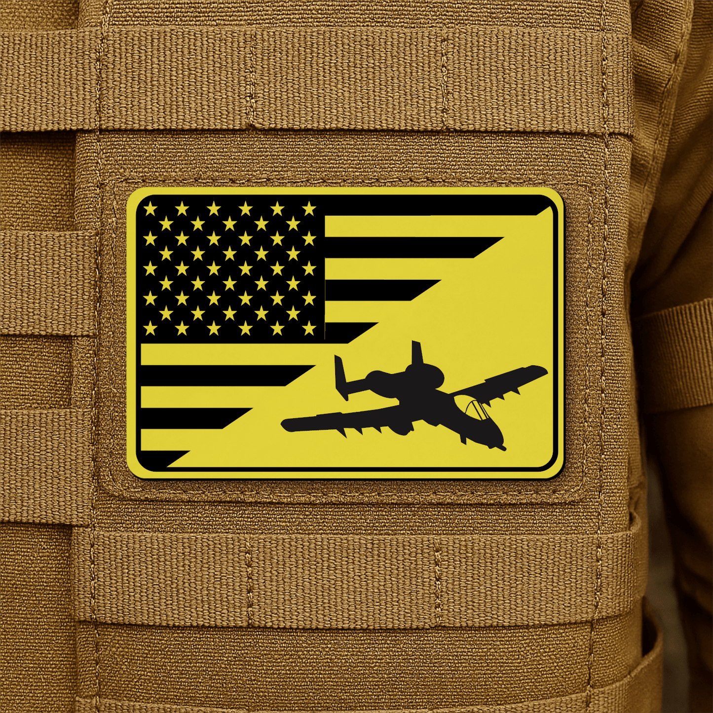 A10 Thunderbolt II Flag Tactical Engraved Morale Patch 2"x3" Hook & Loop | Made in USA - LoneStar Adhesive