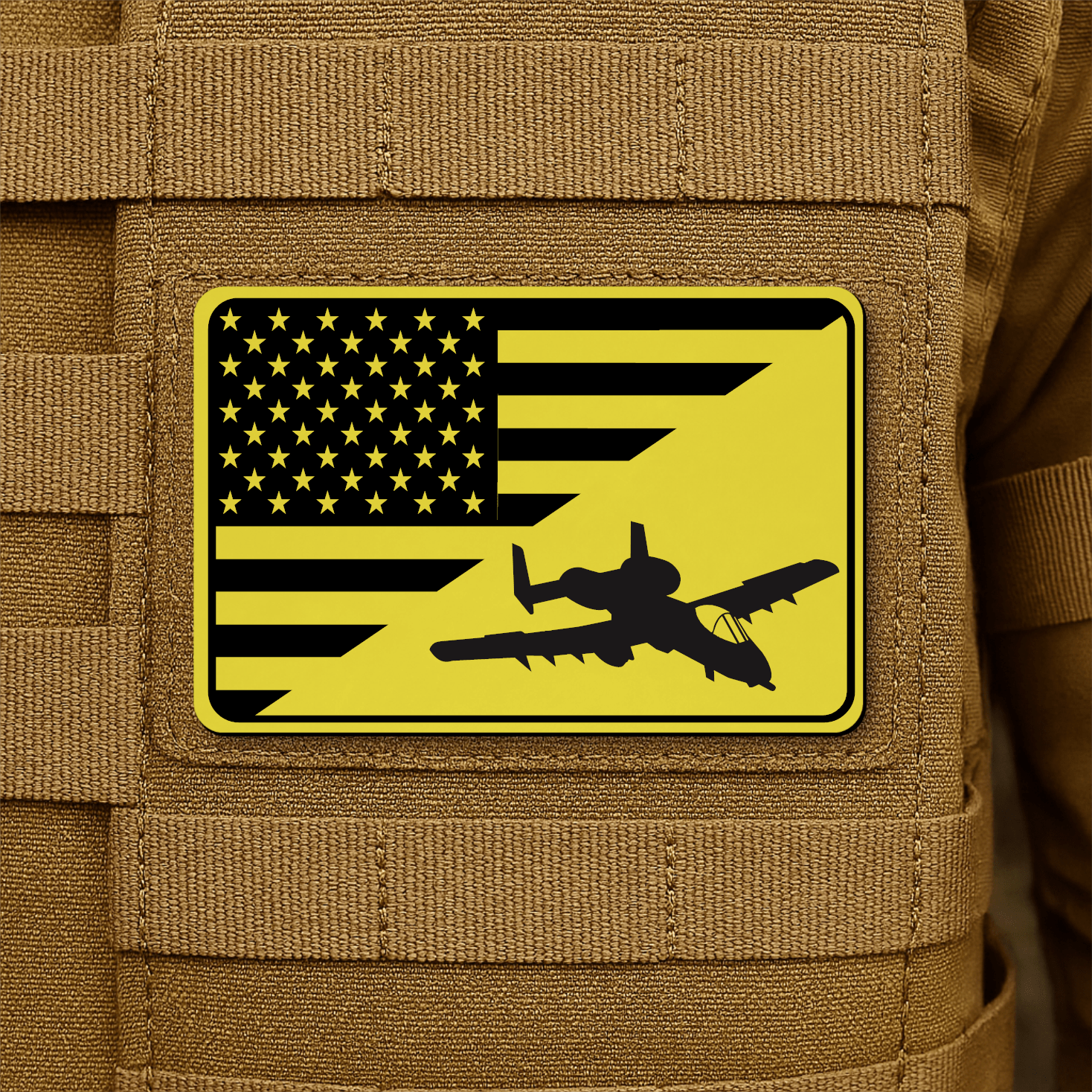 A10 Thunderbolt II Flag Tactical Engraved Morale Patch 2"x3" Hook & Loop | Made in USA - LoneStar Adhesive