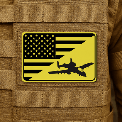A10 Thunderbolt II Flag Tactical Engraved Morale Patch 2"x3" Hook & Loop | Made in USA - LoneStar Adhesive