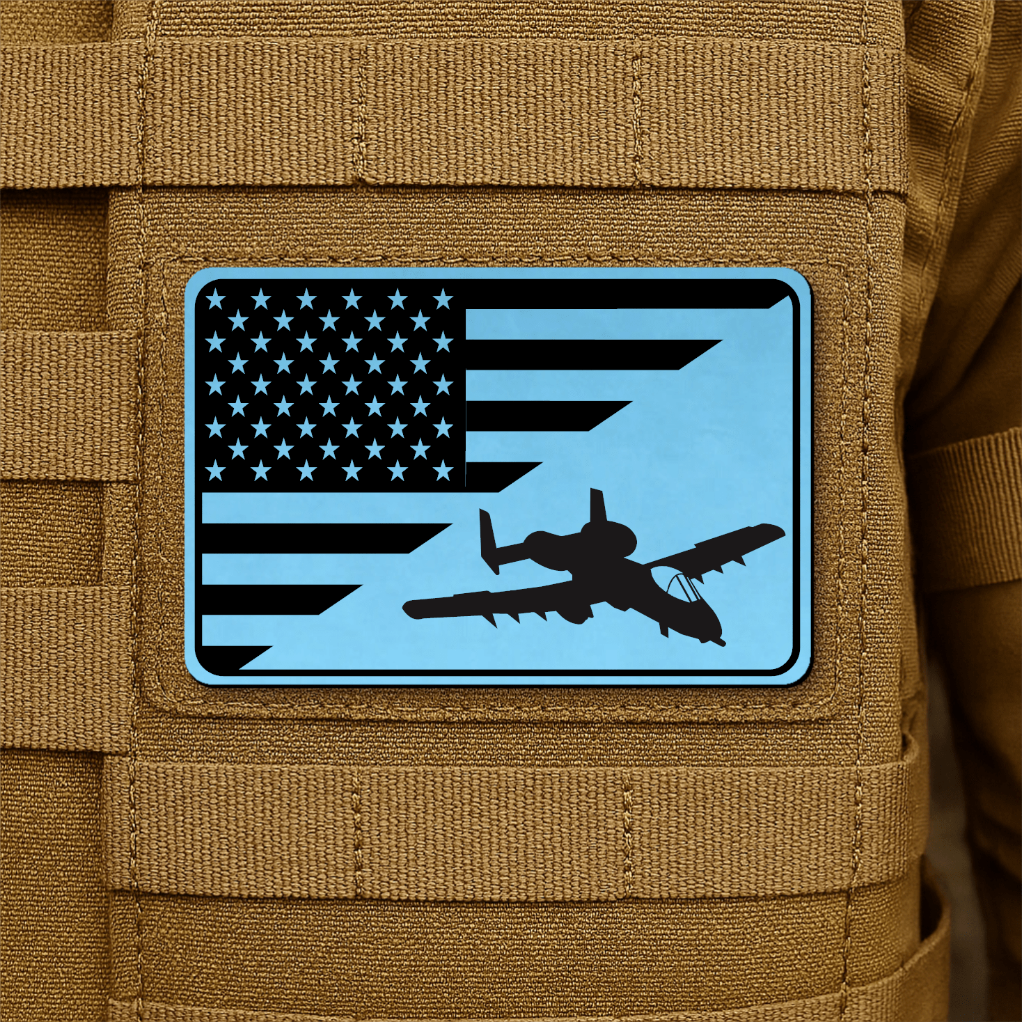 A10 Thunderbolt II Flag Tactical Engraved Morale Patch 2"x3" Hook & Loop | Made in USA - LoneStar Adhesive