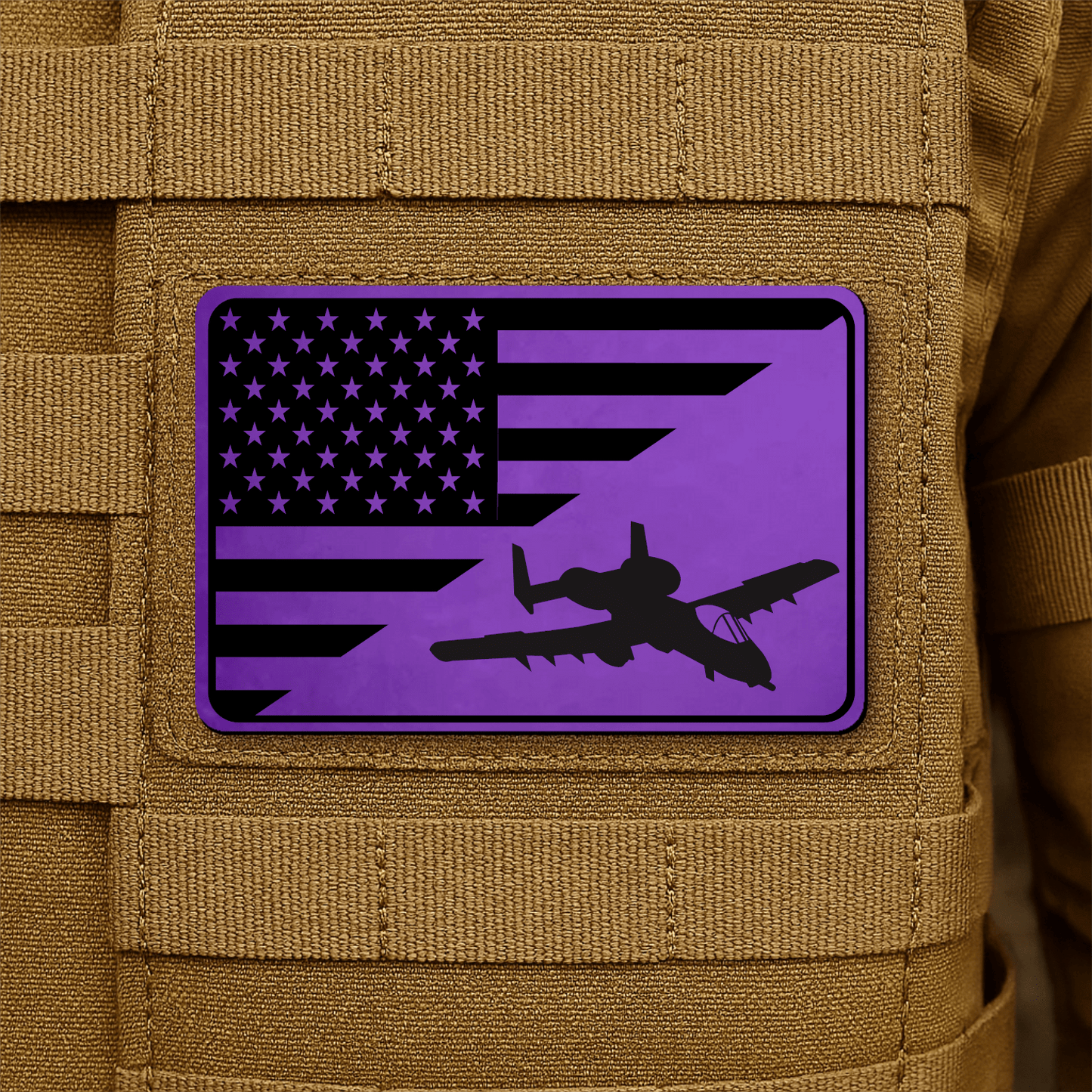 A10 Thunderbolt II Flag Tactical Engraved Morale Patch 2"x3" Hook & Loop | Made in USA - LoneStar Adhesive