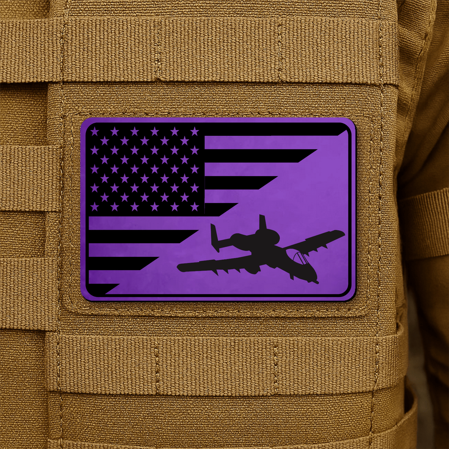 A10 Thunderbolt II Flag Tactical Engraved Morale Patch 2"x3" Hook & Loop | Made in USA - LoneStar Adhesive