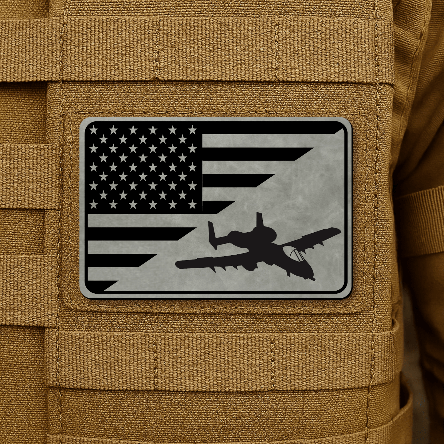 A10 Thunderbolt II Flag Tactical Engraved Morale Patch 2"x3" Hook & Loop | Made in USA - LoneStar Adhesive