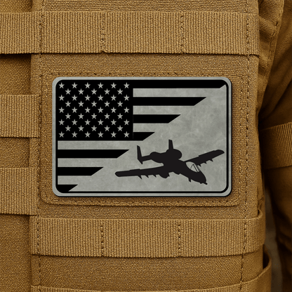 A10 Thunderbolt II Flag Tactical Engraved Morale Patch 2"x3" Hook & Loop | Made in USA - LoneStar Adhesive