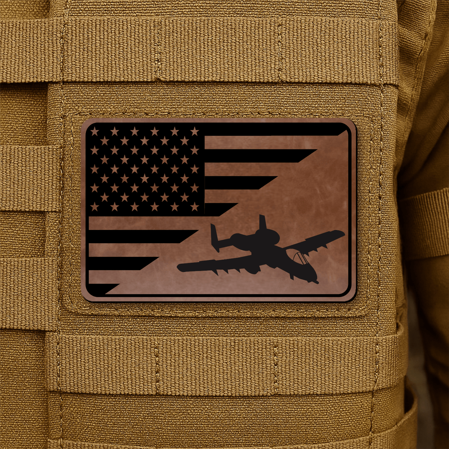 A10 Thunderbolt II Flag Tactical Engraved Morale Patch 2"x3" Hook & Loop | Made in USA - LoneStar Adhesive