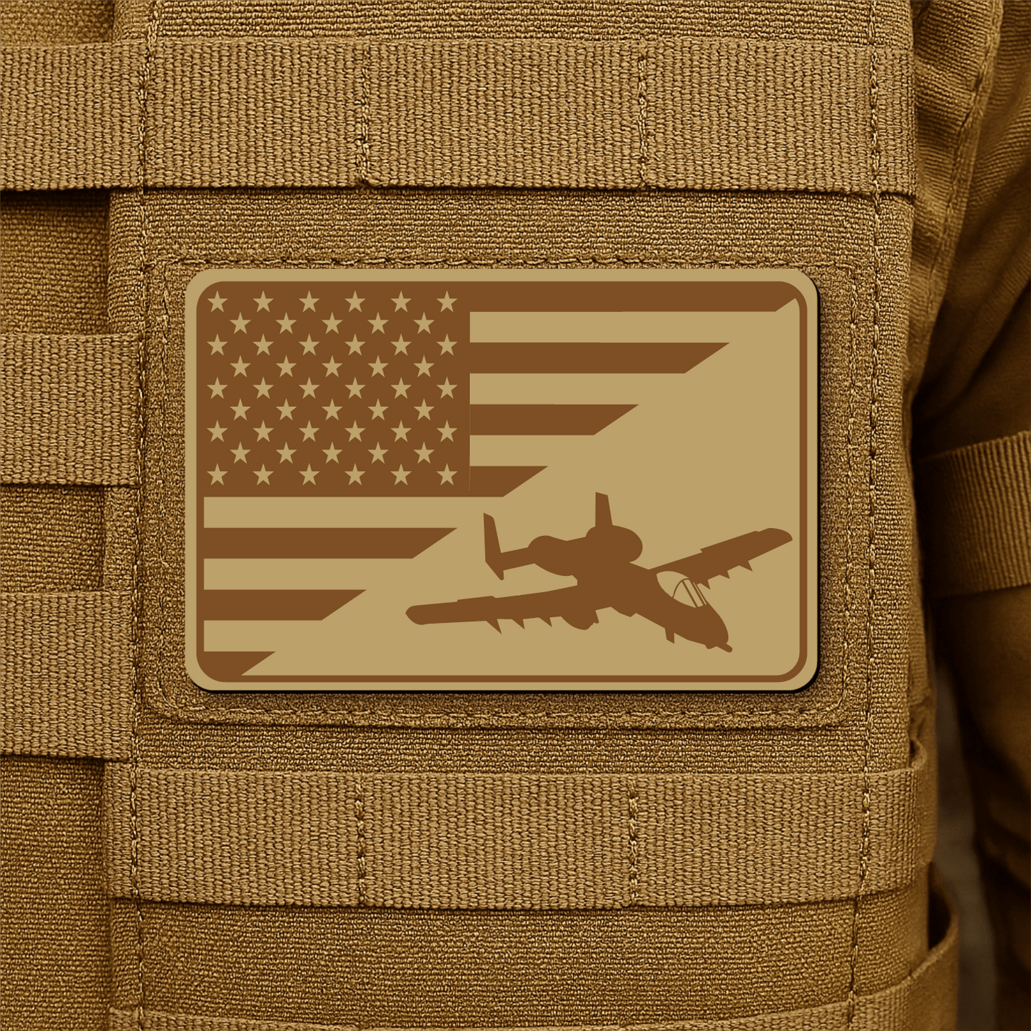 A10 Thunderbolt II Flag Tactical Engraved Morale Patch 2"x3" Hook & Loop | Made in USA - LoneStar Adhesive
