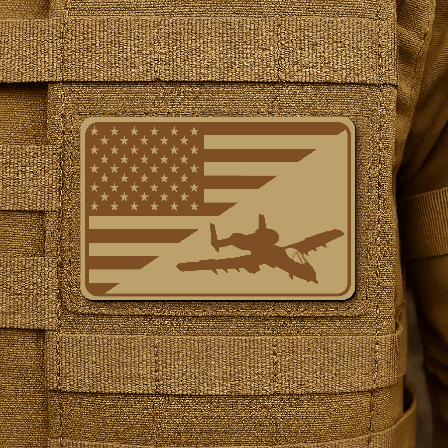 A10 Thunderbolt II Flag Tactical Engraved Morale Patch 2"x3" Hook & Loop | Made in USA - LoneStar Adhesive