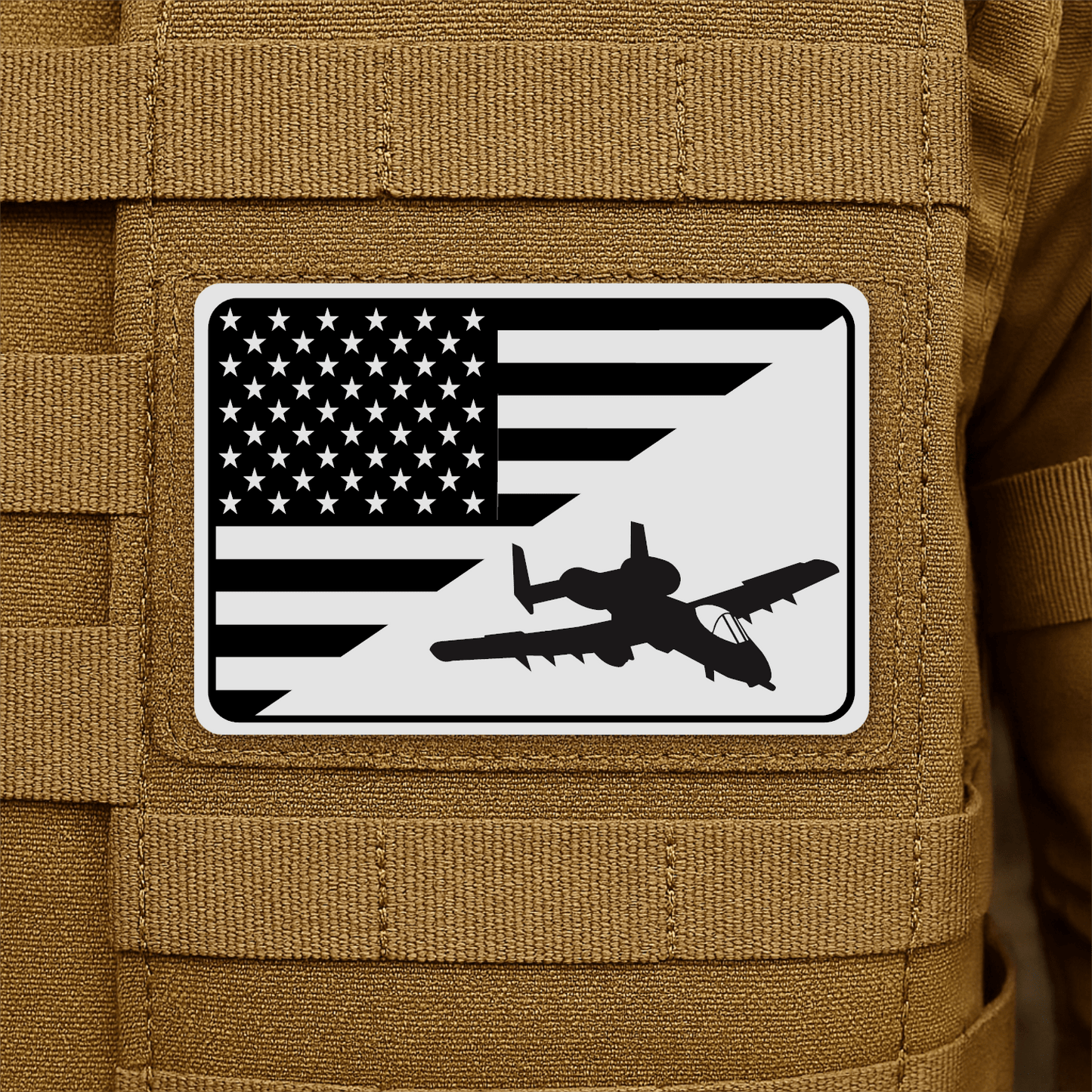 A10 Thunderbolt II Flag Tactical Engraved Morale Patch 2"x3" Hook & Loop | Made in USA - LoneStar Adhesive