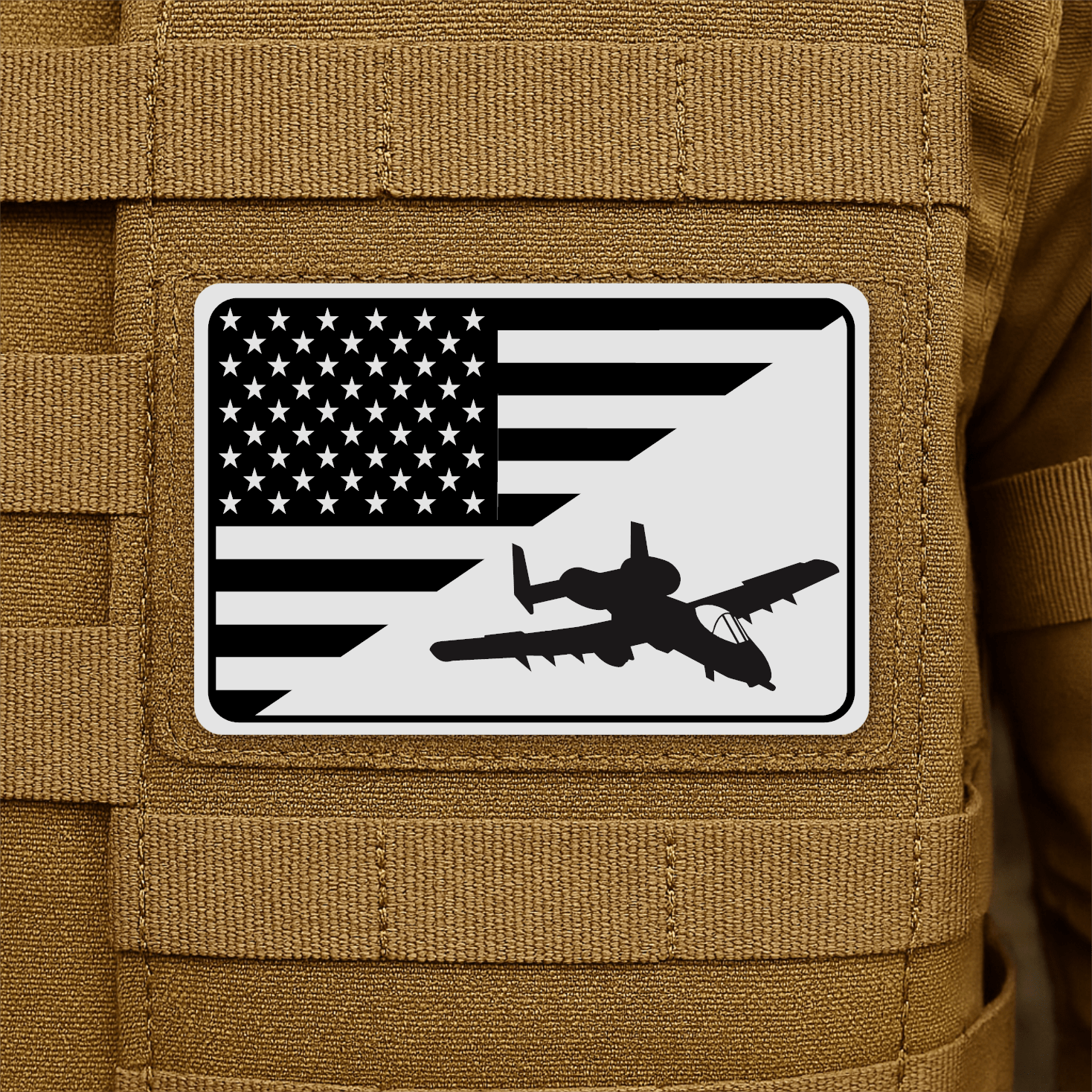 A10 Thunderbolt II Flag Tactical Engraved Morale Patch 2"x3" Hook & Loop | Made in USA - LoneStar Adhesive