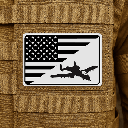 A10 Thunderbolt II Flag Tactical Engraved Morale Patch 2"x3" Hook & Loop | Made in USA - LoneStar Adhesive