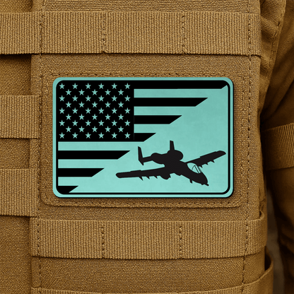 A10 Thunderbolt II Flag Tactical Engraved Morale Patch 2"x3" Hook & Loop | Made in USA - LoneStar Adhesive