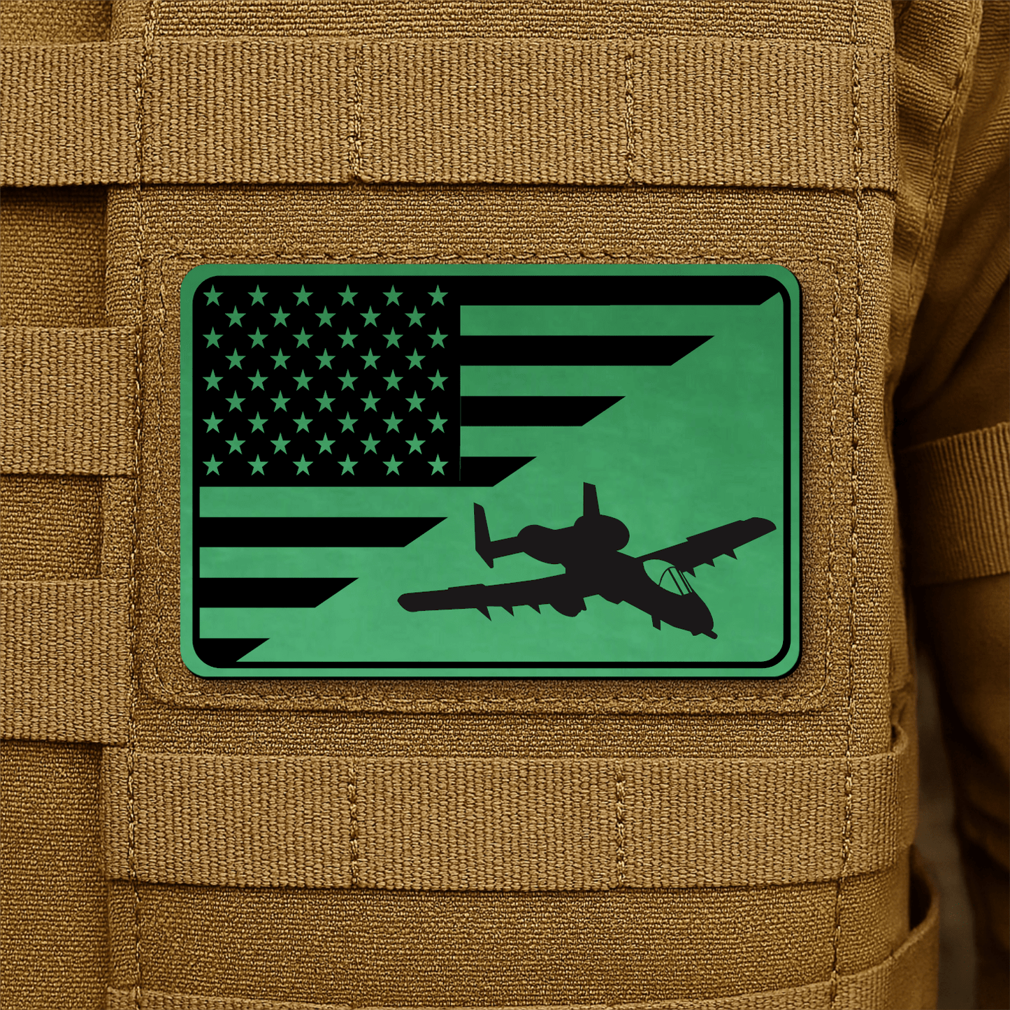A10 Thunderbolt II Flag Tactical Engraved Morale Patch 2"x3" Hook & Loop | Made in USA - LoneStar Adhesive