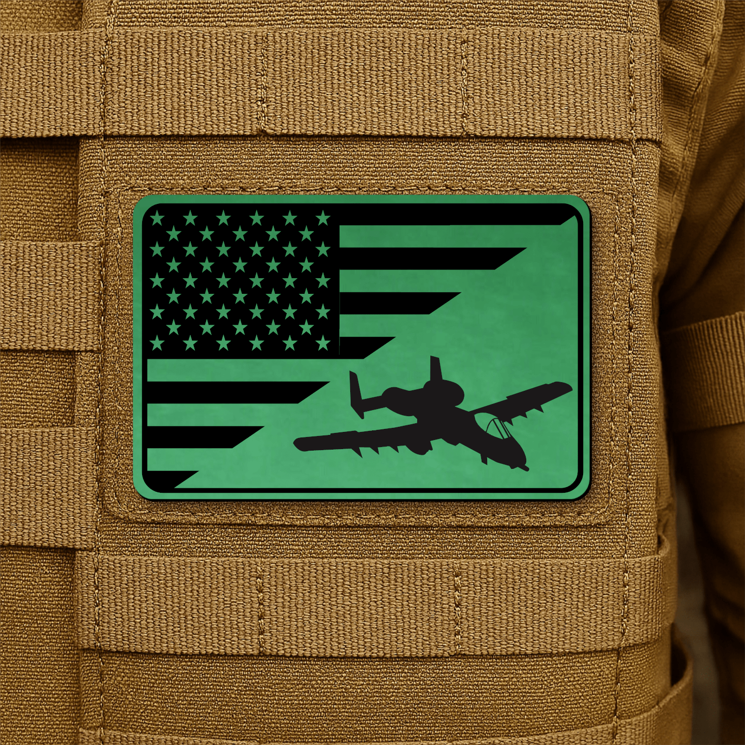 A10 Thunderbolt II Flag Tactical Engraved Morale Patch 2"x3" Hook & Loop | Made in USA - LoneStar Adhesive