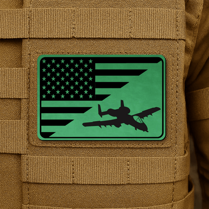A10 Thunderbolt II Flag Tactical Engraved Morale Patch 2"x3" Hook & Loop | Made in USA - LoneStar Adhesive