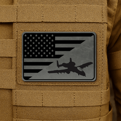 A10 Thunderbolt II Flag Tactical Engraved Morale Patch 2"x3" Hook & Loop | Made in USA - LoneStar Adhesive