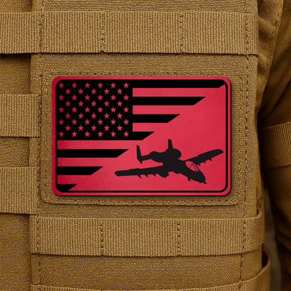 A10 Thunderbolt II Flag Tactical Engraved Morale Patch 2"x3" Hook & Loop | Made in USA - LoneStar Adhesive