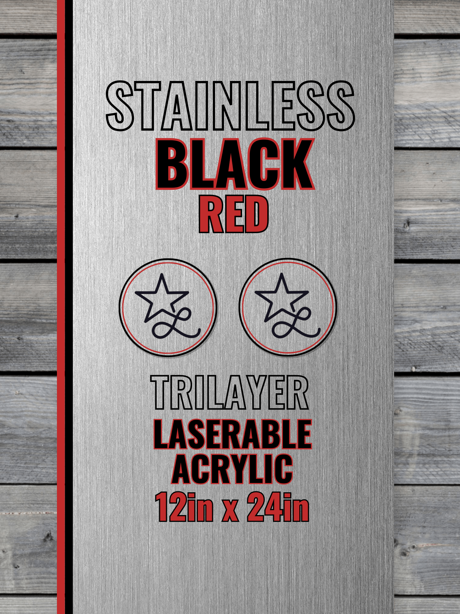 Acrylic: Stainless / Black / Red TriLayer Durra-Bull™ Laserable Panels ...