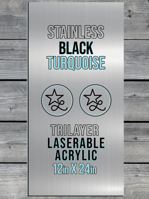 Acrylic: Stainless / Black / Turquoise TriLayer Durra-Bull™ Laserable ...