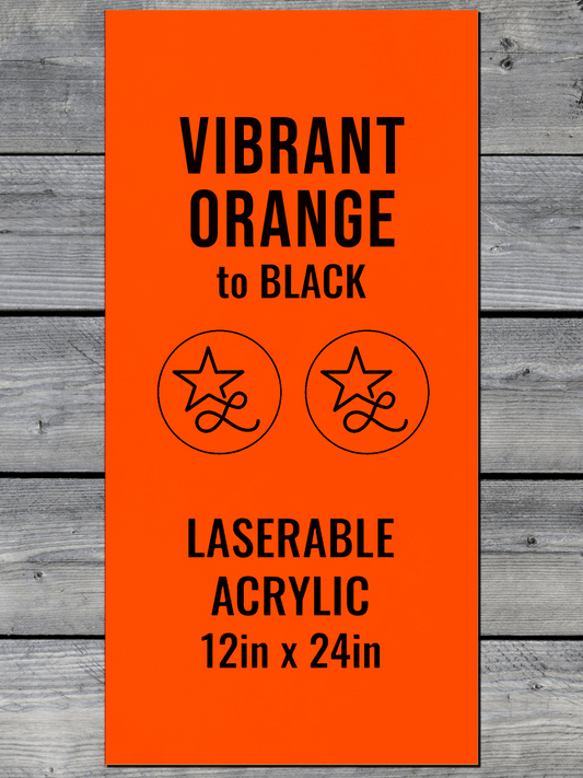 Acrylic: Vibrant Orange / Black Durra - Bull™ Laserable Panels (12"x24") - LoneStar Adhesive